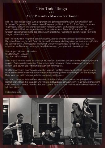 Trio Todo Tango mit neuem Piazzolla-Programm!